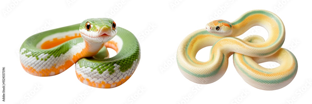 Obraz premium Set of a pale snake, isolated on transparent background.