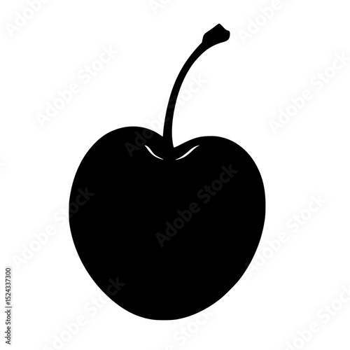 a black silhouette of an apple on a transparent background apple, black, cherry, icon, silhouette , Generative art.