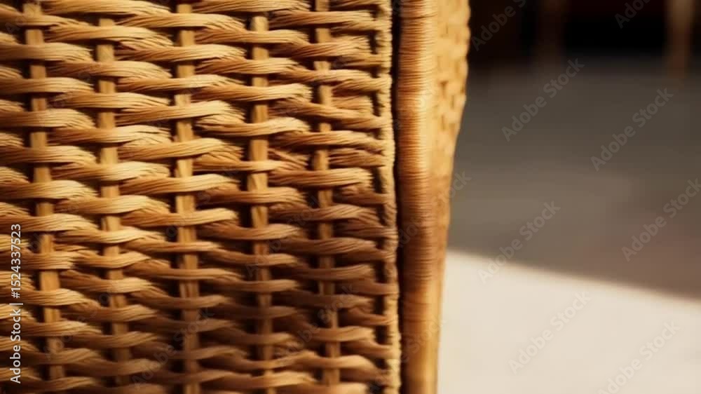 Close up view of a woven basket showing the texture and pattern of the natural material used background texture video