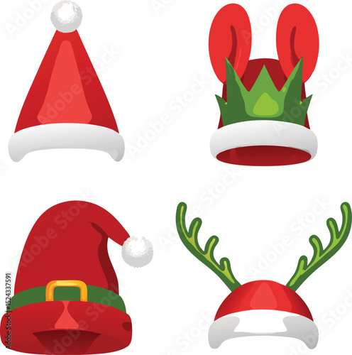 Festive Christmas Headwear Collection Santa Elf and Reindeer Hats for Holiday Fun