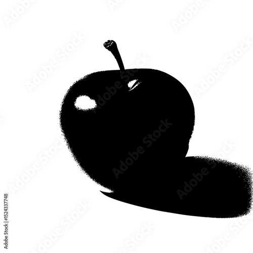 black silhouette of an apple on a transparent background apple, black, silhouette , Generative art.