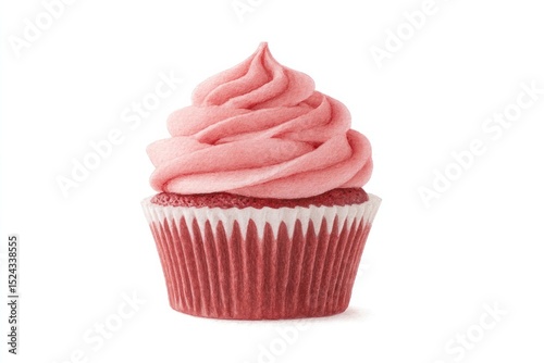 Red velvet cupcake with swirling pink frosting, celebrating Sweetest Day and Cupcake Lovers Day, decadent confectionary indulgence