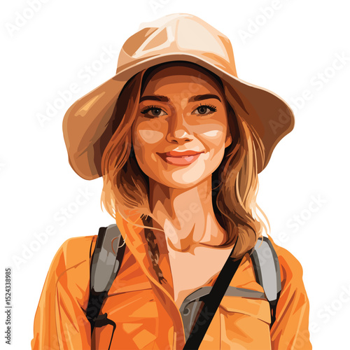 Professional Woman Tourist Avatar Vector Illustration for Travel Blogs and Websites
