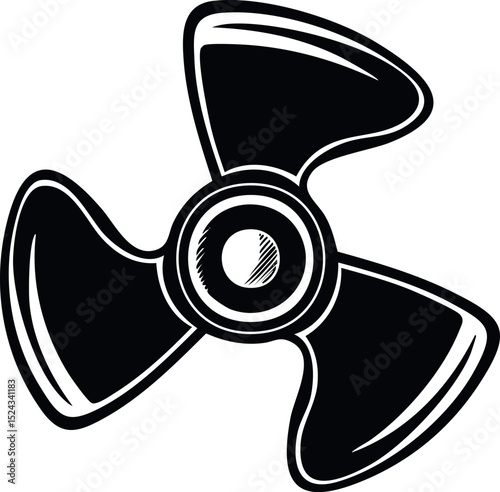 Propeller Icon in Silhouette Vector | Sleek Black Vector Art Illustration for Water-Based Transport