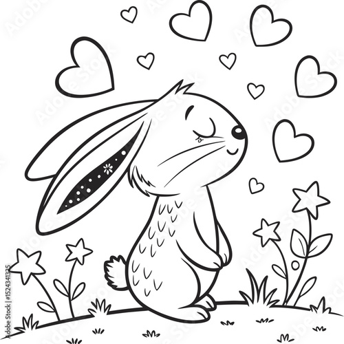a4 colouring page bunny painting an easter egg. ready to print on standard A4 paper bunny and eggs easy coloring page in A4 size, cute cartoon Easter anima
