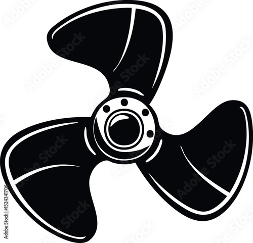 Propeller Icon in Silhouette Vector | Sleek Black Vector Art Illustration for Water-Based Transport