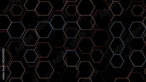Abstract dark background with color hexagons