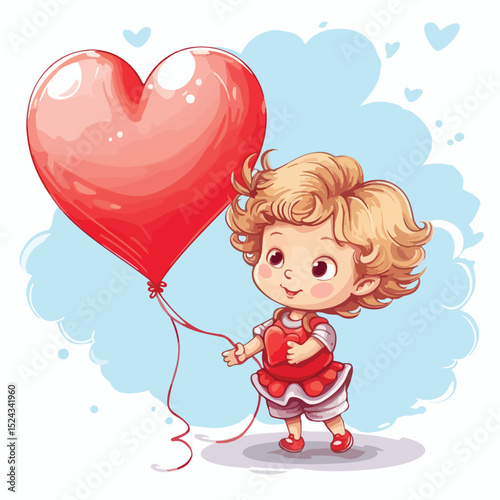 Professional Vector Illustration of Cupid Holding Heart Shaped Balloon for Valentine's Day Designs