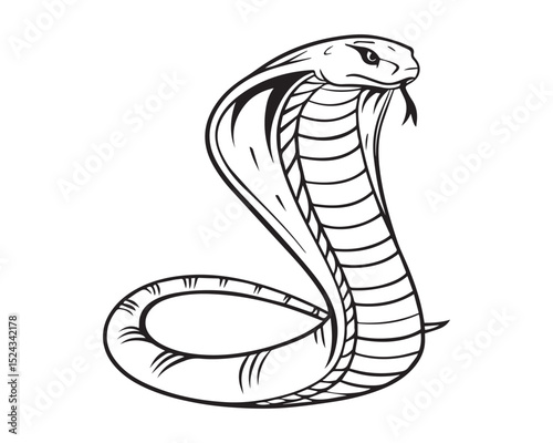 Black and White cobra snake Vector PNG Silhouette - Minimalist Wildlife Illustration for Branding and Creative Projects