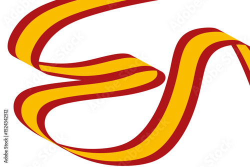 Design of a red and yellow bow on a white background