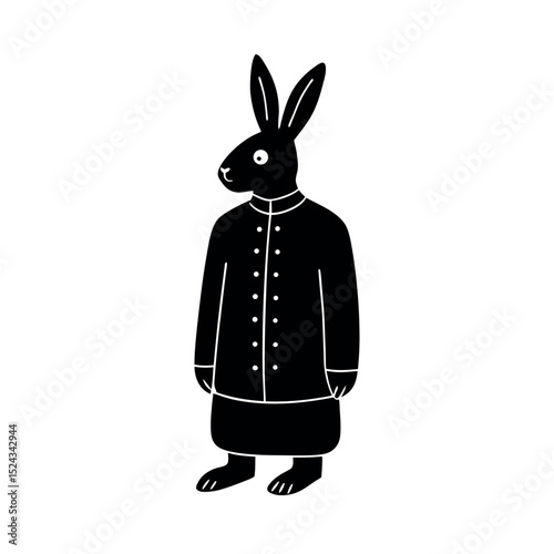Rabbit in Traditional Chinese Coat Illustration