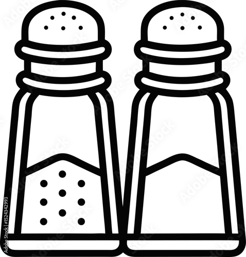  Salt & pepper  vector line art icon ,white background  