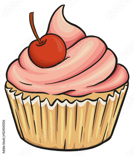 cupcake with cherry dessert