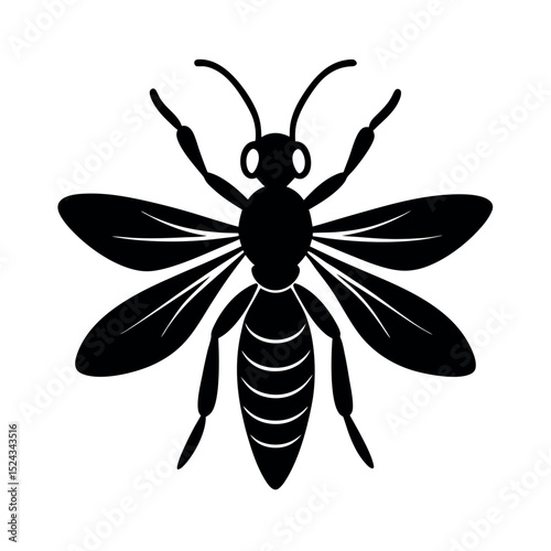 Braconid Wasp Insect Silhouette Vector Illustration