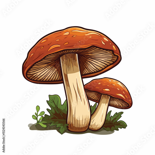Detailed vector illustration of a fresh mushroom vegetable icon for design projects