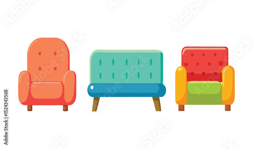 A vibrant row of colorful plastic chairs on a white background offers a comfortable and stylish furniture design for any modern room interior