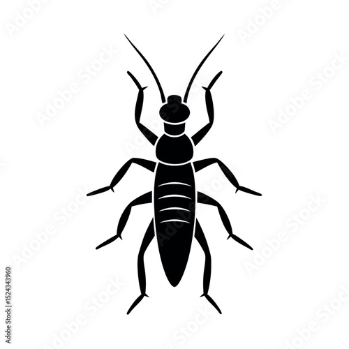 Earwig Insect Silhouette Vector Illustration