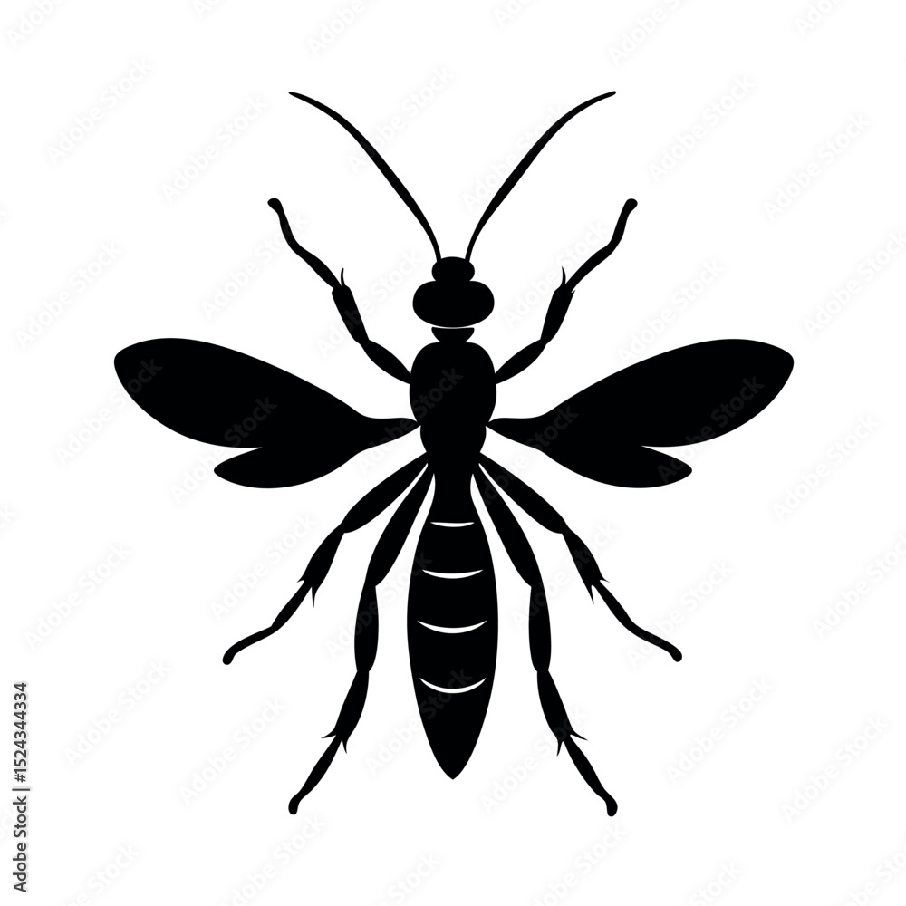 Obraz premium Ichneumon Wasp Silhouette Vector Illustration