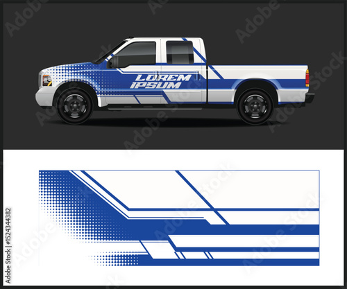 Blue and White Truck Wrap Design Template
