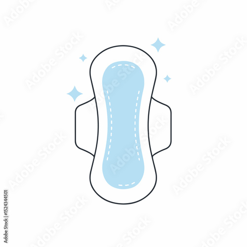 Sanitary napkin illustration, feminine hygiene product design, clean and fresh sanitary pad for women's health. Sanitary napkin graphic for website, blog, or educational materials.