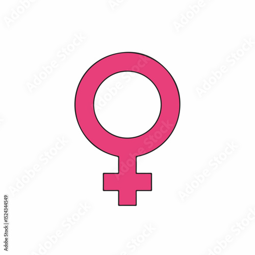 Pink female symbol. Simple feminine sign for websites, apps, or blogs. This gender symbol represents women and girls. Use this pink female sign for design projects.
