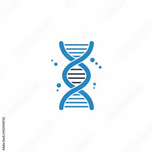 Double helix DNA strand, genetic code symbol, molecular structure illustration.  This detailed image shows DNA spiral, representing life science, genetic research, and biotechnology.