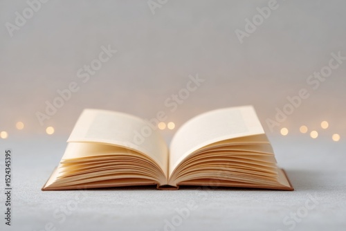 Open tome whispering secrets, pages unfolding like butterfly wings, perfect for World Book Day or bibliophile revelry photo