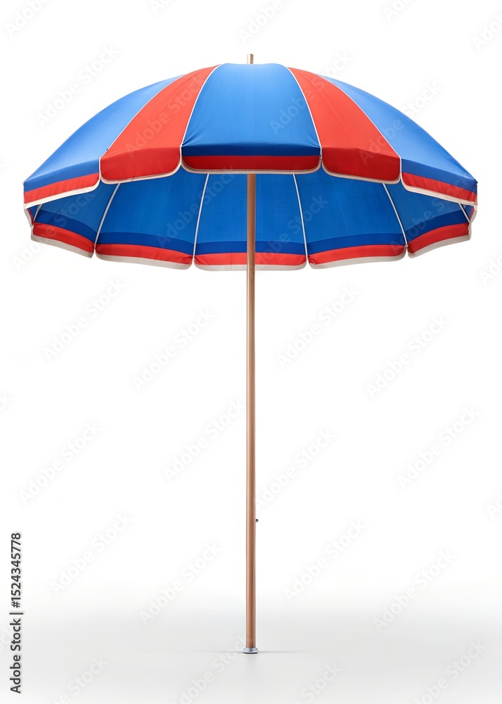 Obraz premium Beach Umbrella Opened – Colorful 8K Summer Shade Isolated on White Background