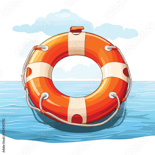Professional Vector Illustration of Lifebuoy and Assistant for Safety and Rescue Operations