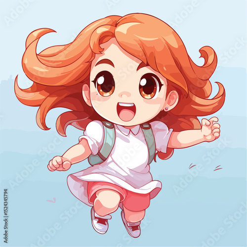 Cheerful Little Girl Celebrating with Anime Style Character in a Festive Atmosphere