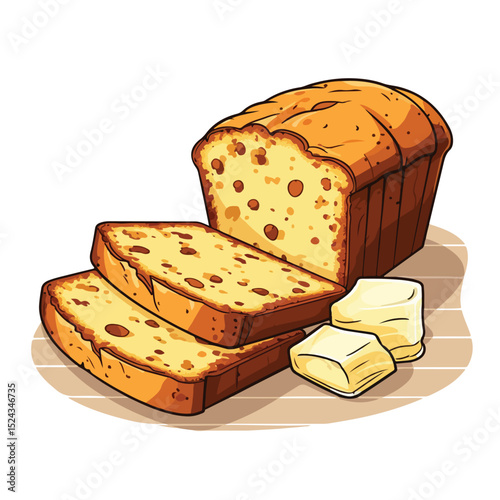 Fresh Muffin and Sliced Bread Nutrition Breakfast Image for Healthy Eating Concepts