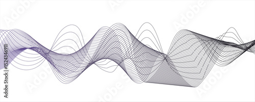 Abstract grey wave lines on transparent background. Digital frequency track equalizer.Abstract wave line for banner, wallpaper background with wave design. Vector illustration .