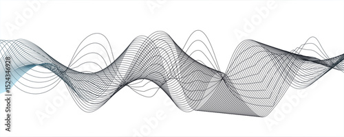 Abstract grey wave lines on transparent background. Digital frequency track equalizer.Abstract wave line for banner, wallpaper background with wave design. Vector illustration .