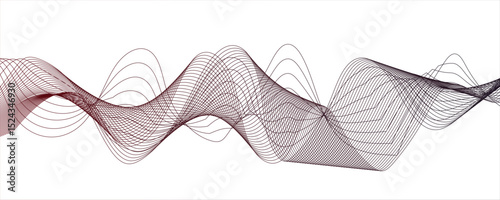 Abstract maroon wave lines on transparent background. Digital frequency track equalizer.Abstract wave line for banner, wallpaper background with wave design. Vector illustration .