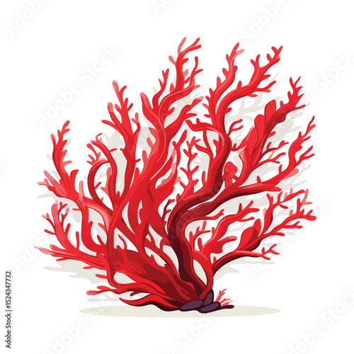 Vibrant Red Seaweed Nature Sealife Icon Vector Illustration for Design Projects