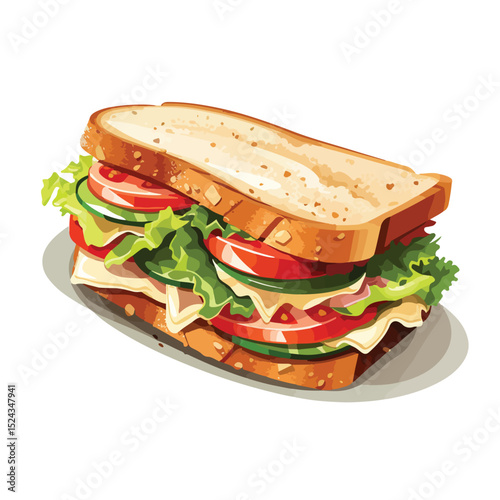 Nutritious Sandwich Design Vector for Healthy Food Menu Icons in Modern Style