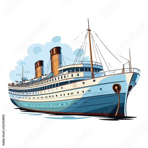 Detailed Vector Illustration of a Ship Boat Vehicle for Design Projects