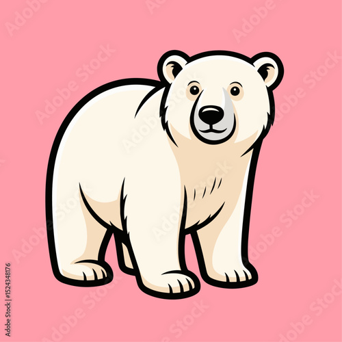 Charming Polar Bear Cub Standing on Ice Exploring Its Arctic Environment