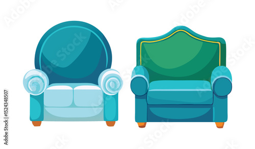 Blue heart-shaped armchair in a comfortable living room interior
