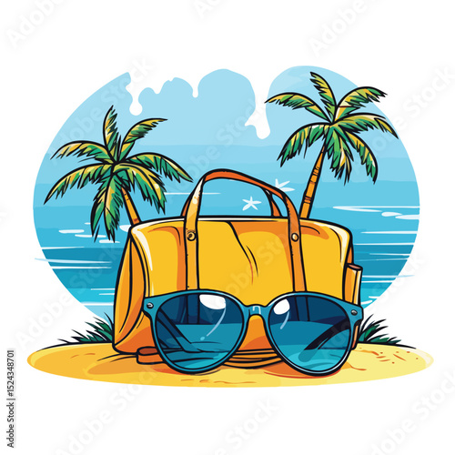 Professional Summer Beach and Vacation Sunglasses Beach Vector Illustration