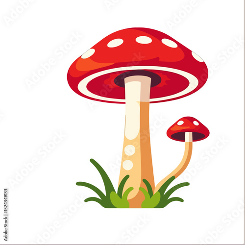 Red Mushroom Illustration-Cartoon Toadstool Graphics-Cute Fungi Design- Forest Mushroom Image- Nature Inspired Art-Mushroom Drawing-Red and White Mushroom Artwork