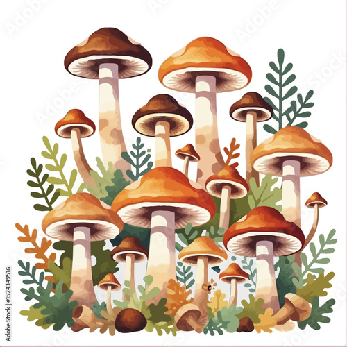Watercolor Mushroom Clipart-Whimsical Forest Fungi Illustration-Autumnal Woodland Design-Botanical Mushroom Print-Perfect for Scrapbooking and Crafts-Mushroom Art Print