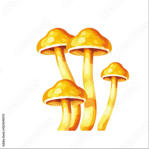 Watercolor Mushroom Illustration-Golden Yellow Fungi Art-Whimsical Forest Decor-Botanical Print for Nature Lovers-Unique Gift Idea for Mushroom Enthusiasts