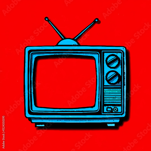 Retro Red TV Set Illustration on Red Background

