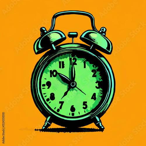 Vintage Alarm Clock Rings on Orange Background

