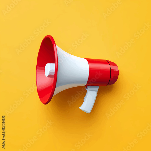 Red and White Megaphone Announcing on Yellow Background

