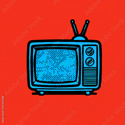 Retro Red TV Set Illustration on Red Background

