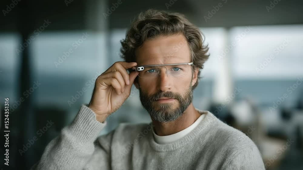 Aman adjusts smart glasses for introspective AI coaching session