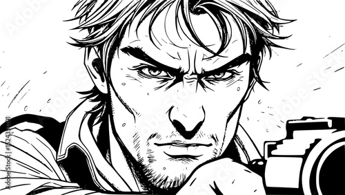 Gritty Graphic Novel Storyboard: Black & White Comic Book Scenes & Character Concepts