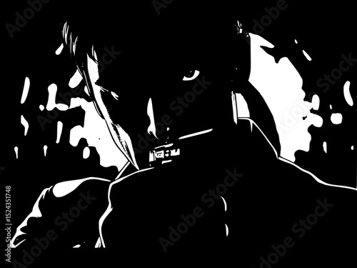 Gritty Graphic Novel Storyboard: Black & White Comic Book Scenes & Character Concepts